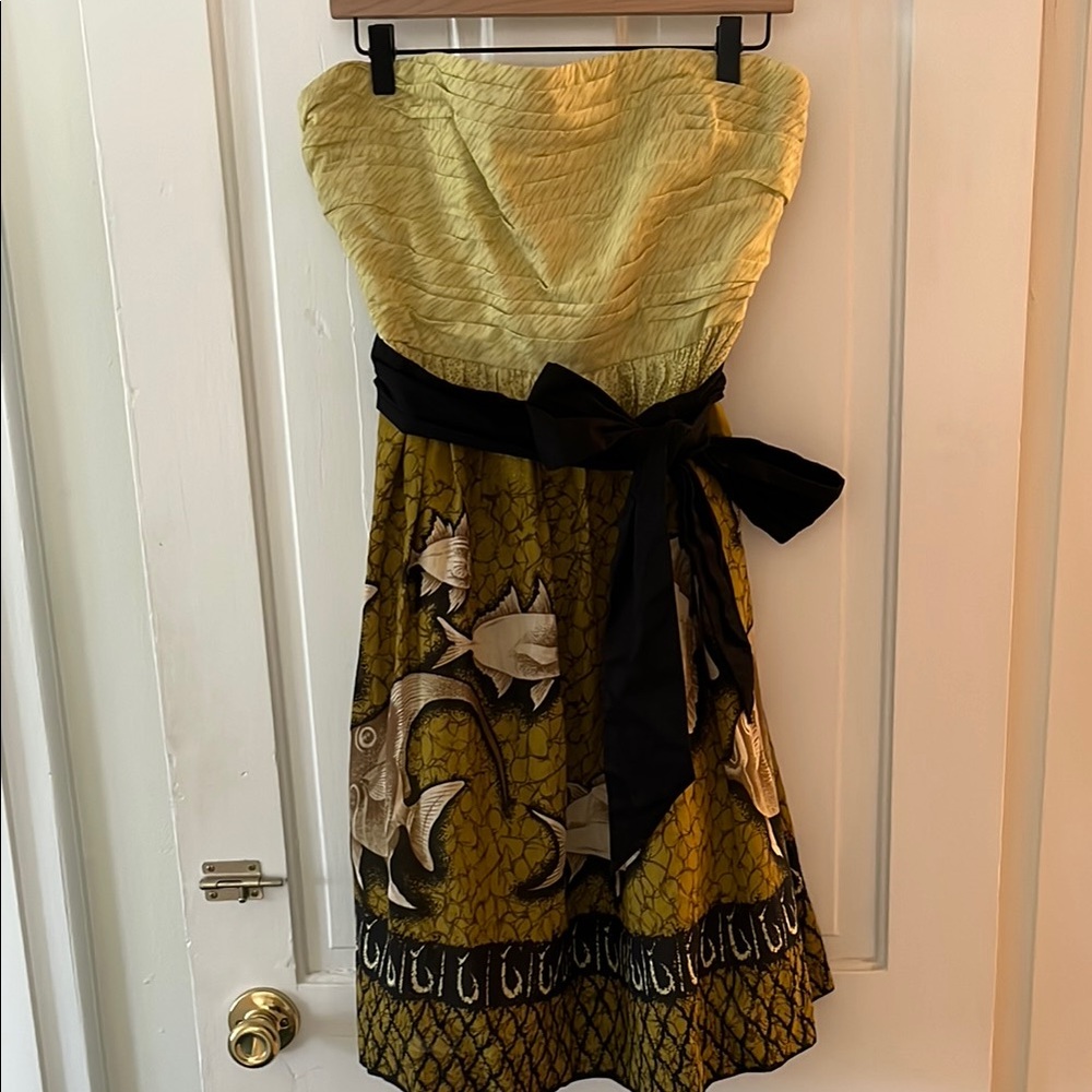 Fish Print Strapless Cocktail Sundress